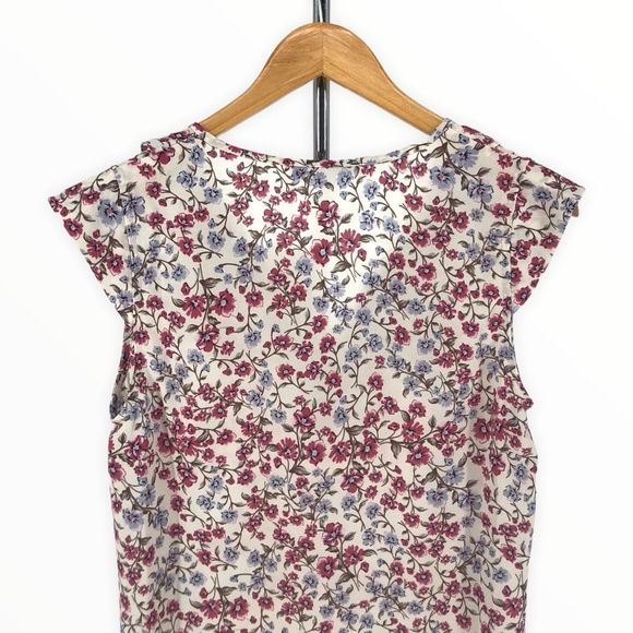 Collective Concepts Britt Floral Ruffle Short Sleeve Top Blouse size Small NWT - Picture 4 of 10